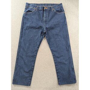 Wrangler Jeans Mens 36x32 Blue Denim A201 Straight Leg Classic 5 Pocket Cowboy